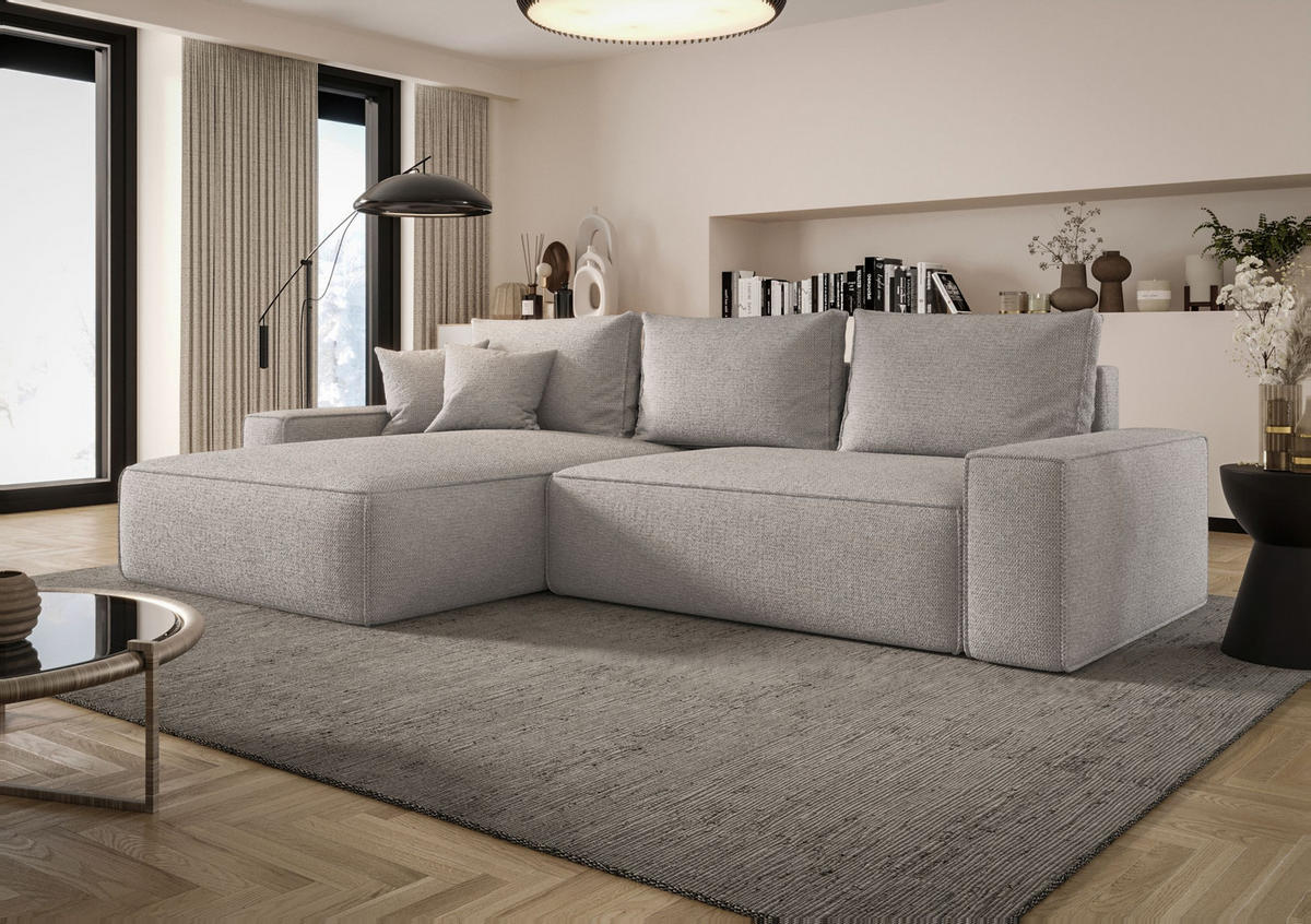 ECKSOFA MONA mit Schlaffunktion ARAGON 80 Links - Greige, Textil (175/280cm) - Bedante