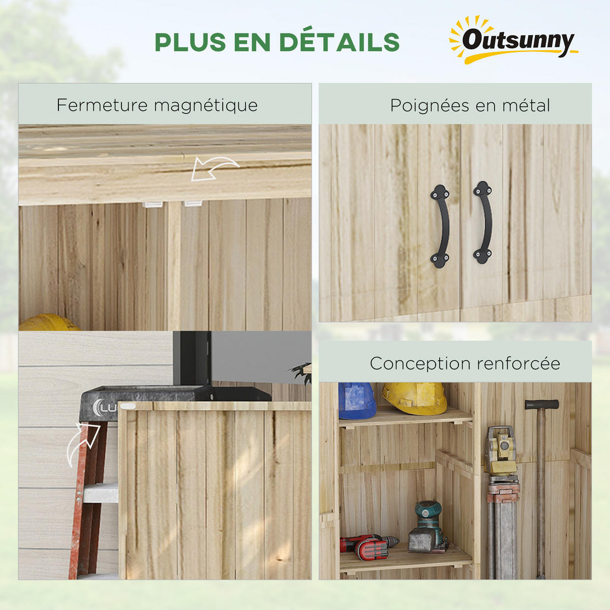 GERÄTESCHUPPEN DE-17586 2 Türen mit Schrägdach Naturholz - Naturfarben, Holz (120/183/57cm) - ComfortXL
