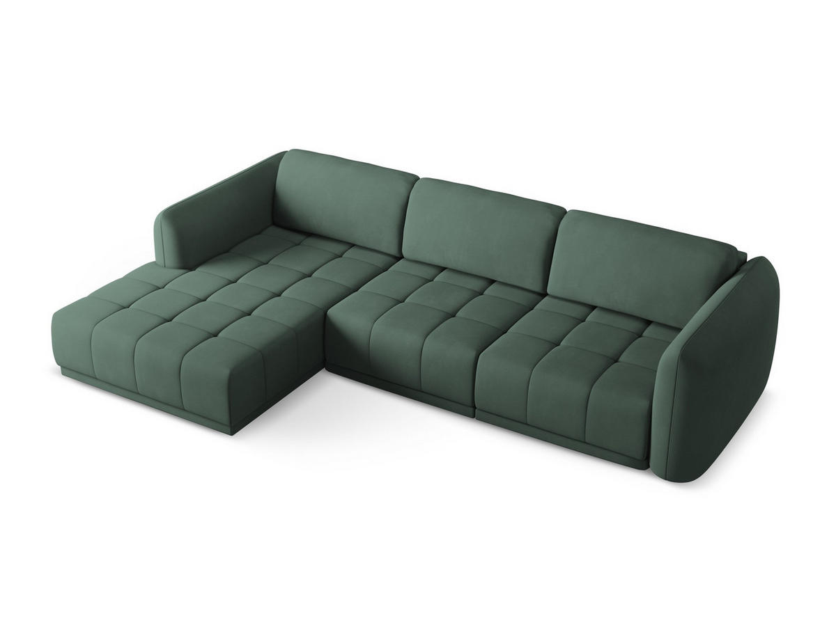 ECKSOFA Links Chenille Stoff Grün - Schwarz/Grün, Kunststoff/Textil (170/290cm) - Makamii
