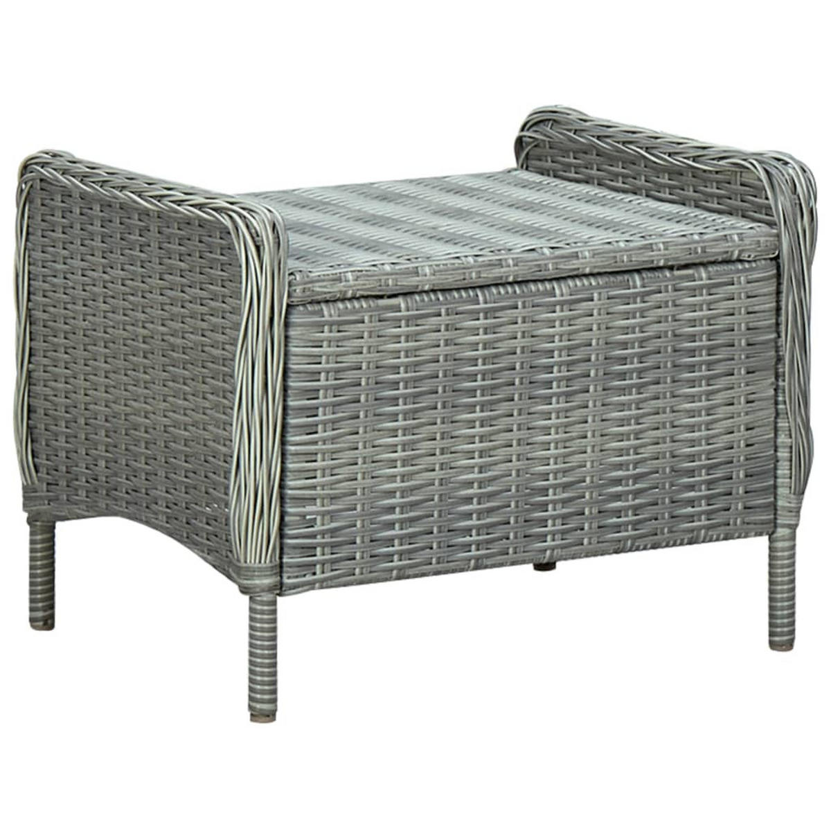 GARTENSESSEL mit verstellbarer Rückenlehne und Fußhocker, 57/88/100 cm, aus Poly Rattan, Hellgrau - Hellgrau, Naturmaterialien/Textil (88/100/57cm) - vidaXL