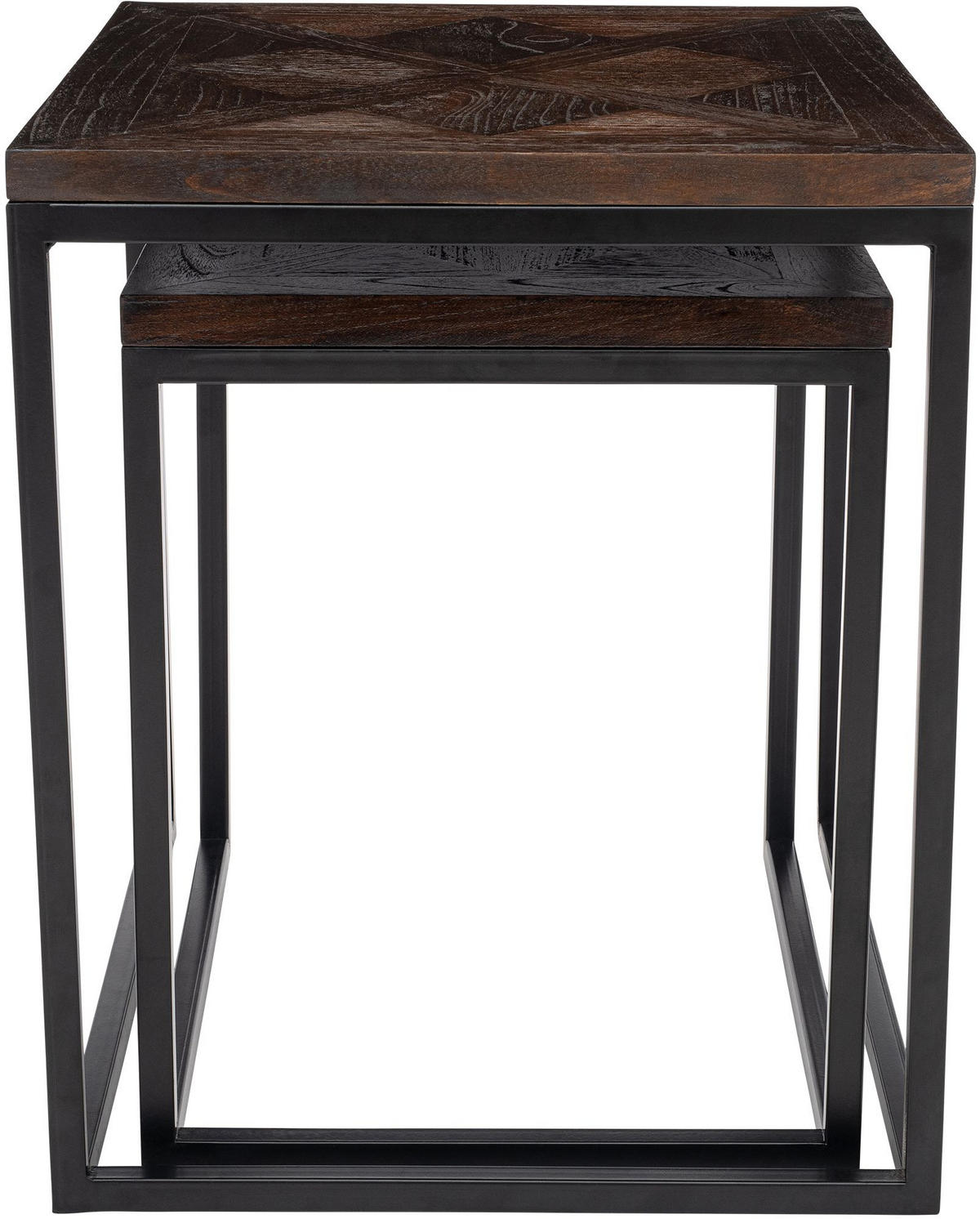 BEISTELLTISCH 2 Holz Braun - Schwarz/Braun, Holz/Metall (38/48/47cm) - CLP