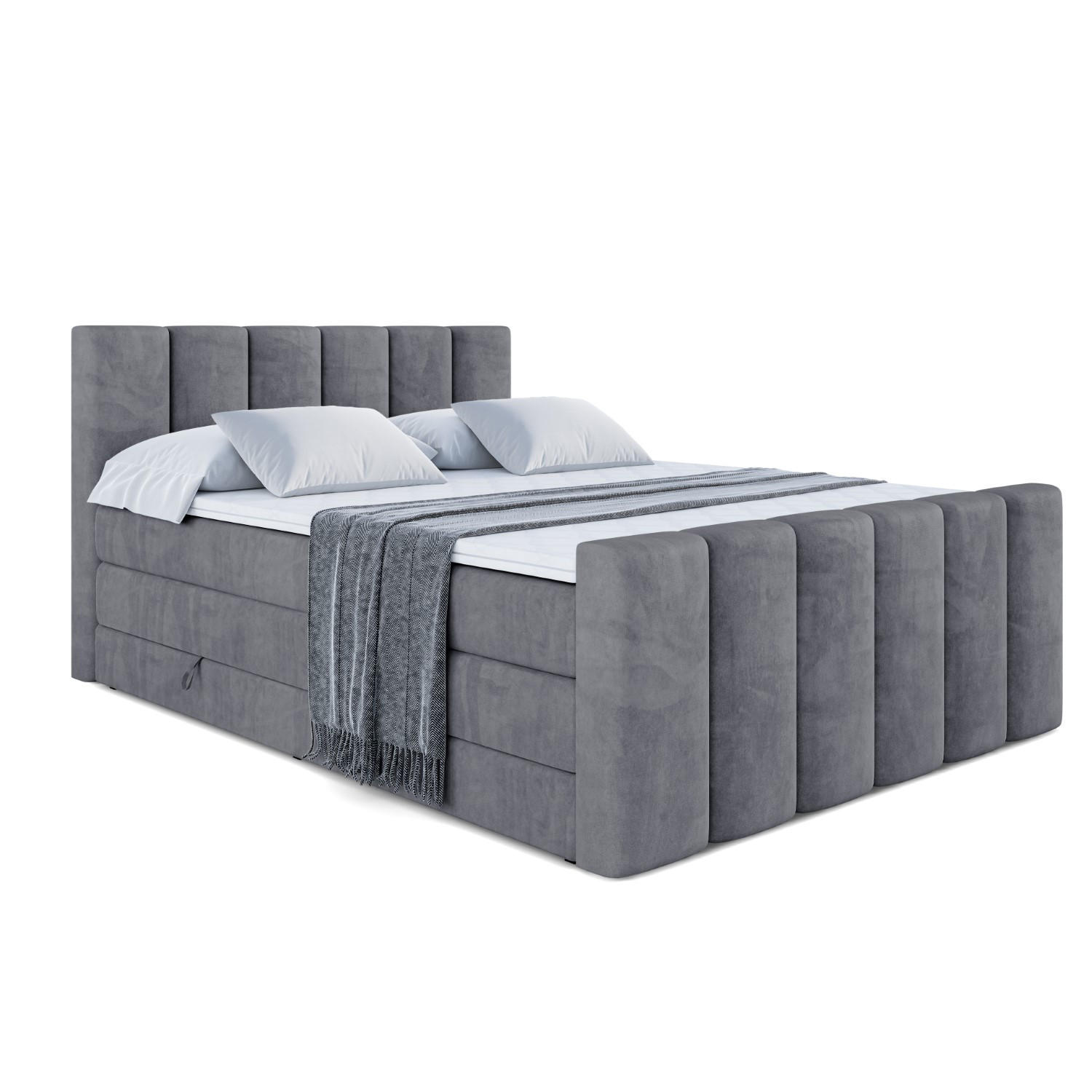 BOXSPRINGBETT BOXI1-Z KING - 200x200 - H3/H4 - Dunkelgrau - Dunkelgrau, Holzwerkstoff (200/200cm) - ALTDECOR