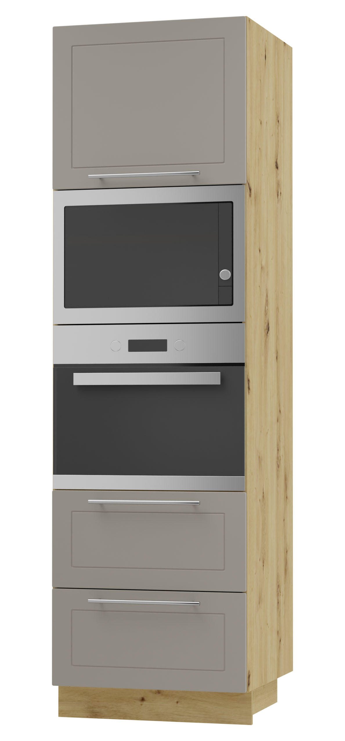 BACKOFEN-HOCHSCHRANK Kvantum D14/RU/2M/284 Beige Matt / Eiche Artisan Matt 60 / 59 / 207cm - Beige/Eiche Artisan, Holz/Holzwerkstoff (60/207/59cm) - Feldmann-Wohnen