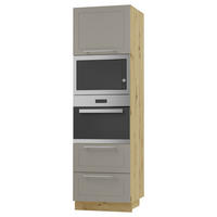 BACKOFEN-HOCHSCHRANK Kvantum D14/RU/2M/284 Beige Matt / Eiche Artisan Matt 60 / 59 / 207cm - Beige/Eiche Artisan, Holz/Holzwerkstoff (60/207/59cm) - Feldmann-Wohnen
