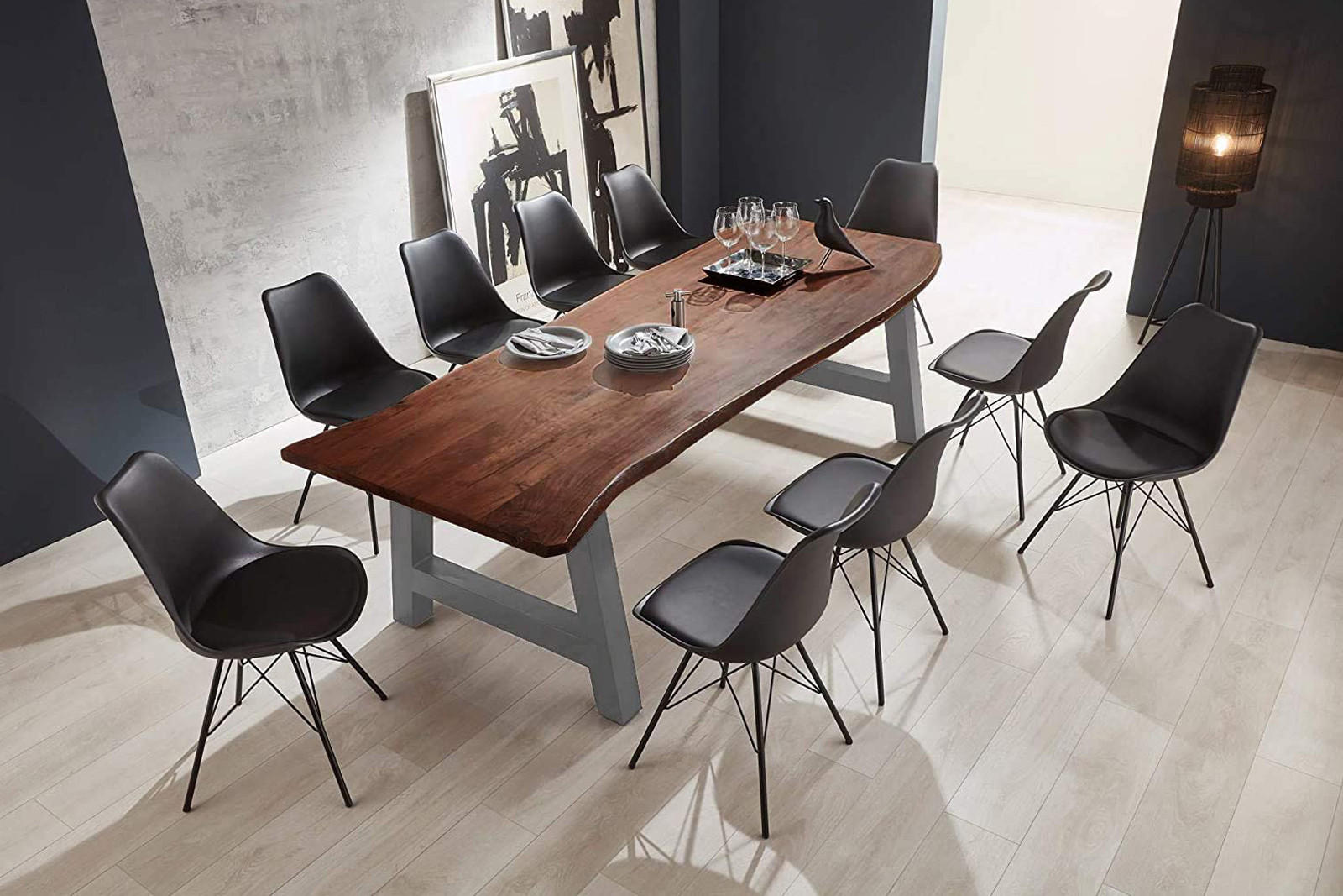 ESSTISCH ATHEN - Silberfarben/Braun, Holz/Metall (100/240/77cm) - SAM