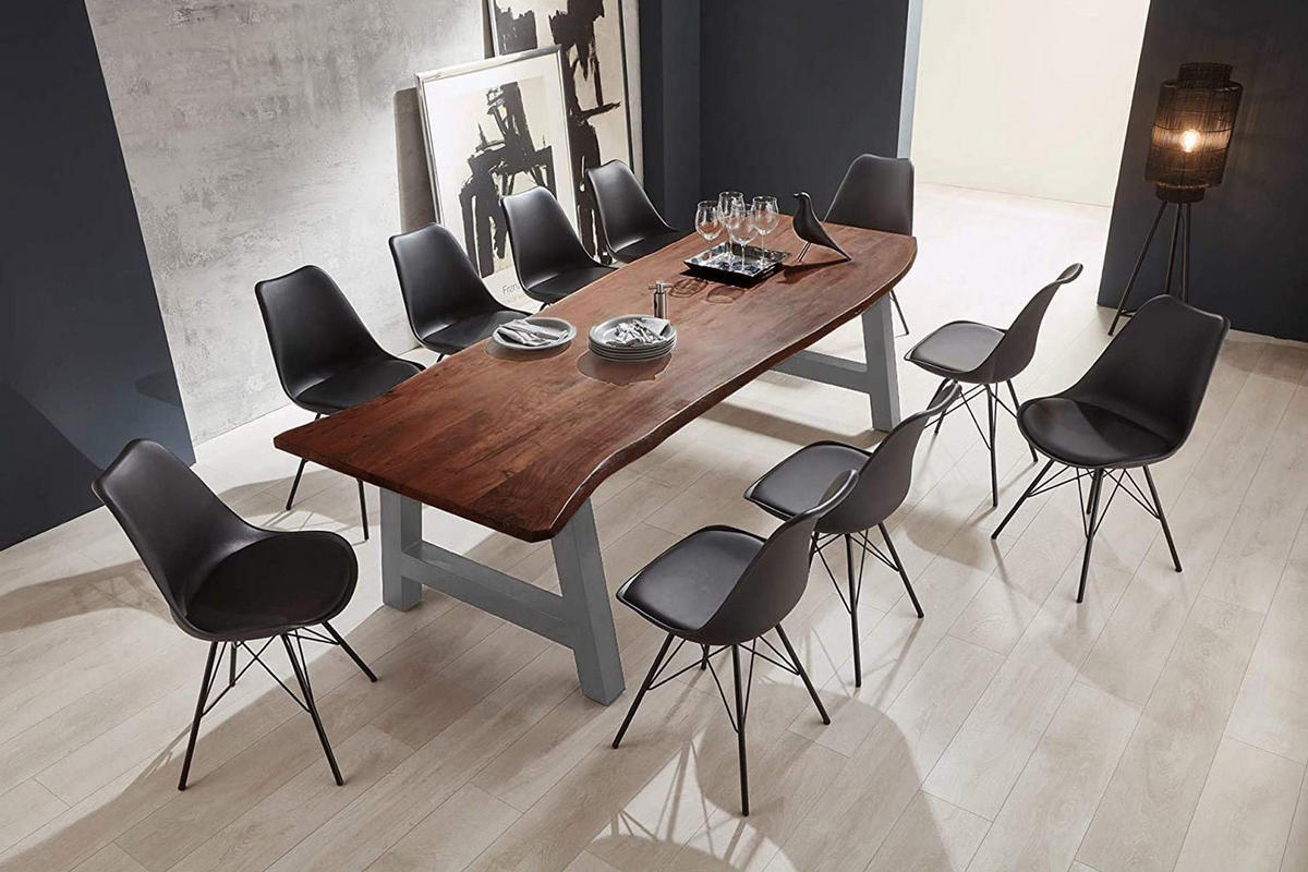 ESSTISCH ADELAIDE - Silberfarben/Braun, Holz/Metall (100/280/77cm) - SAM