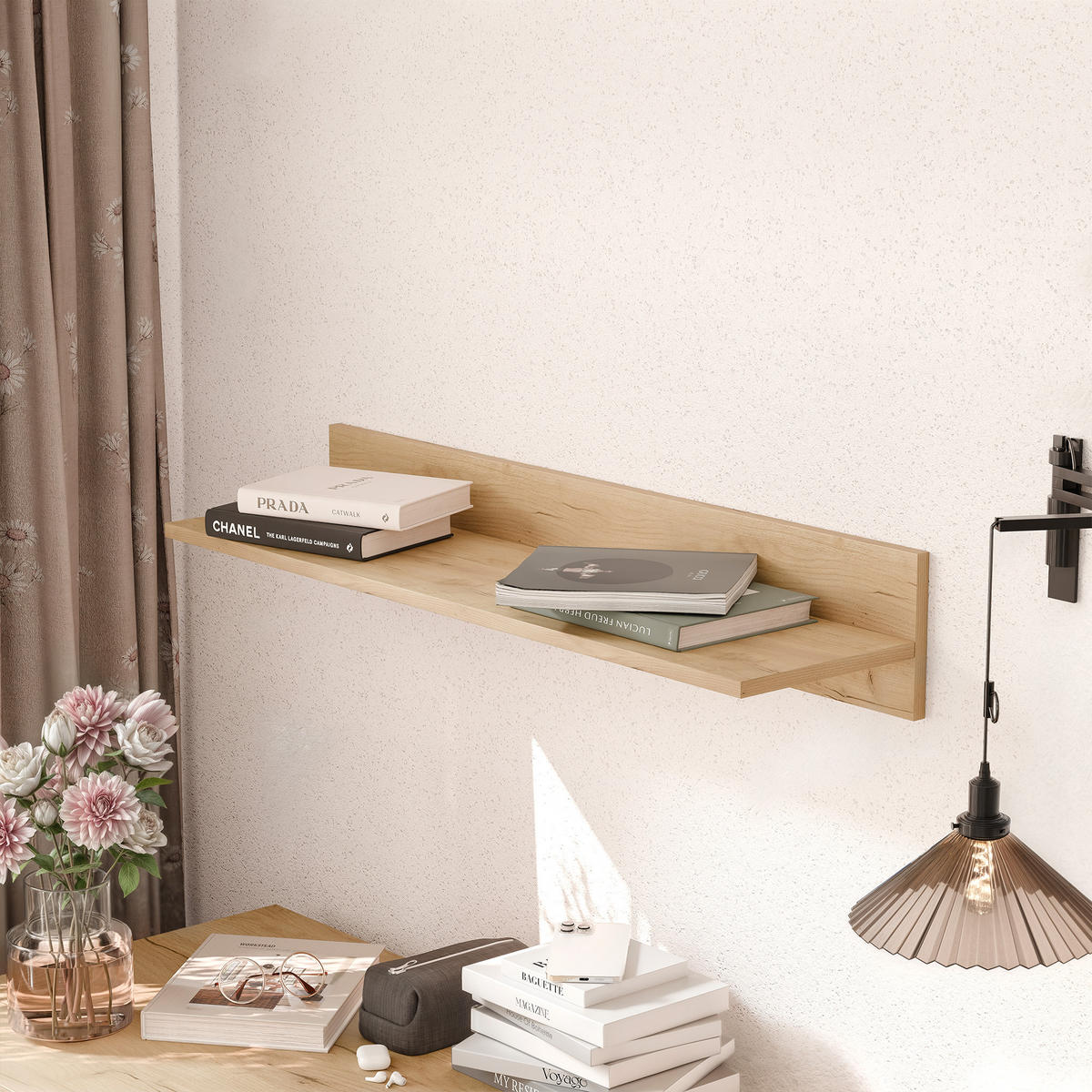 HÄNGEREGAL VALERIO 90/24/16 cm Craft-Eiche - Eichefarben, Holzwerkstoff (90/16/24cm) - Idohome