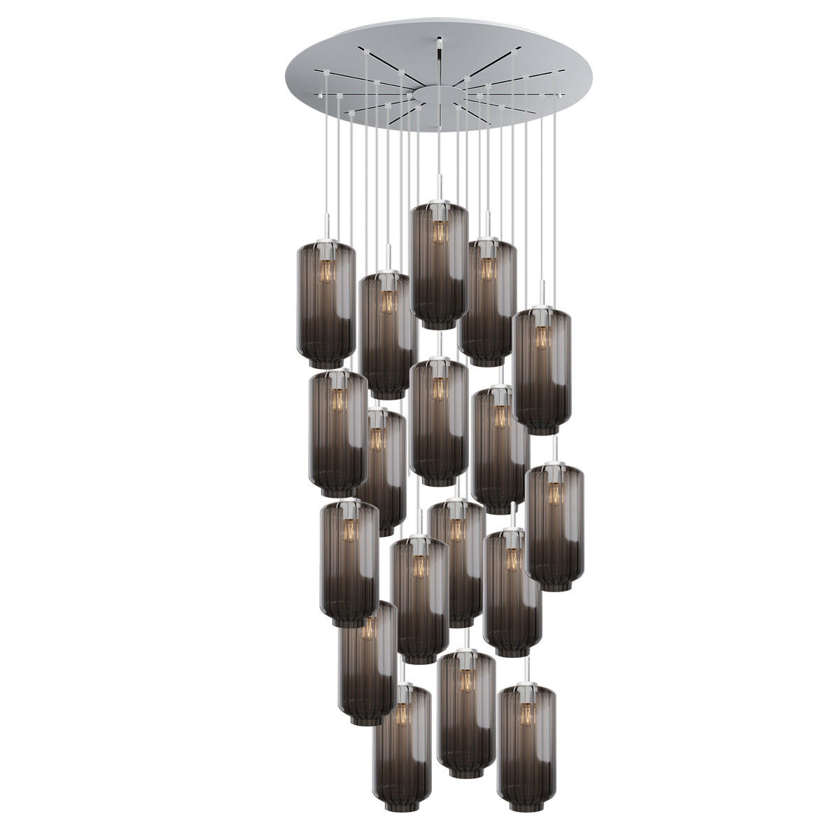 GALERIELEUCHTE Velo 20-flammig Rauch Ø 18cm - Anthrazit/Weiß, Glas (18/18/33cm) - s.luce