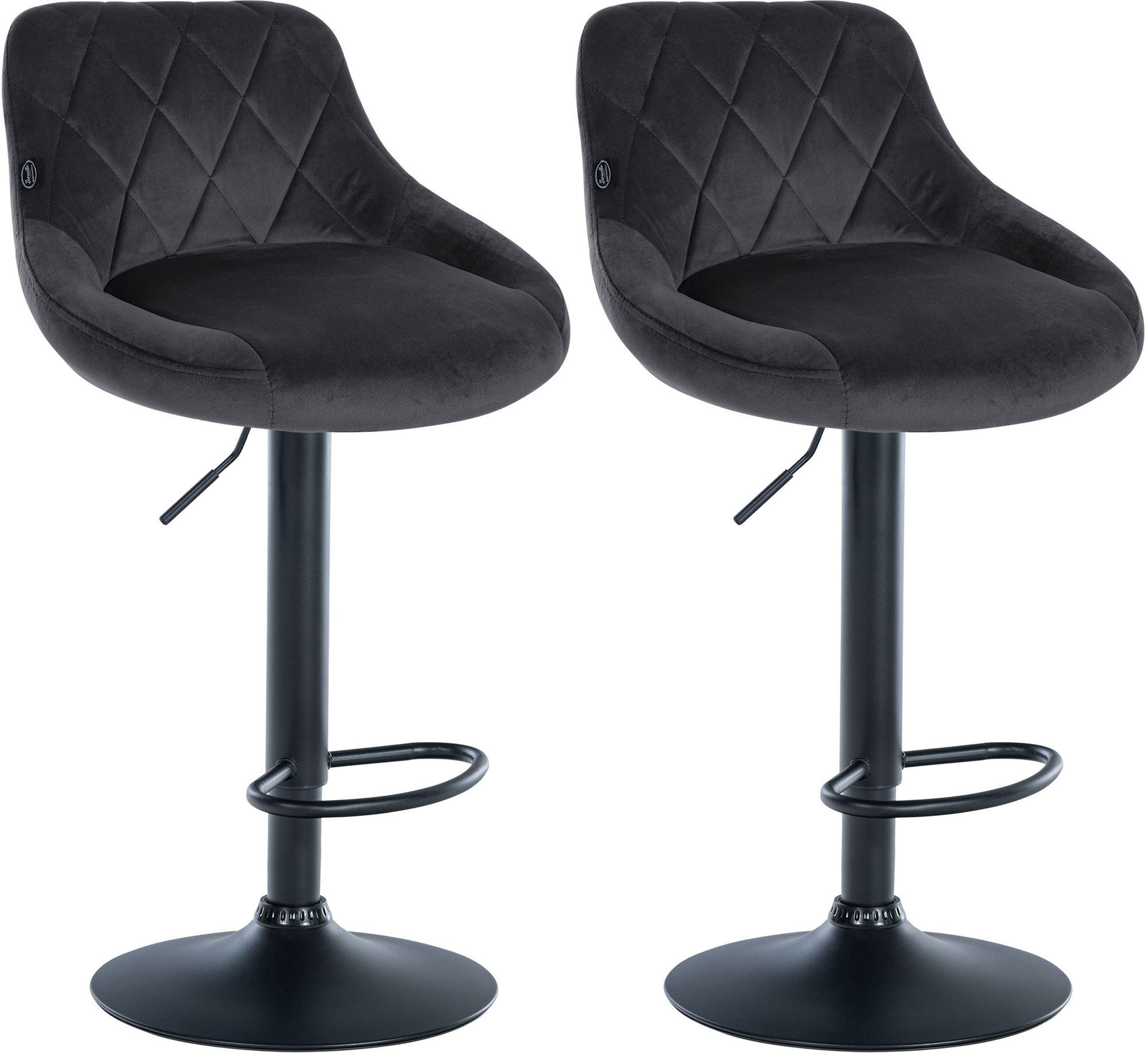 BARHOCKER 2er Set Samt dunkelgrau - Dunkelgrau/Schwarz, Textil/Metall (46/83/49cm) - CLP