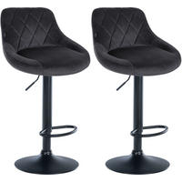 BARHOCKER 2er Set Samt dunkelgrau - Dunkelgrau/Schwarz, Textil/Metall (46/83/49cm) - CLP