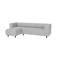 ECKSOFA Tove Hellgrau Cord - Ottomane links - Hellgrau/Schwarz, Holz/Kunststoff (240/142cm) - S-Style Möbel