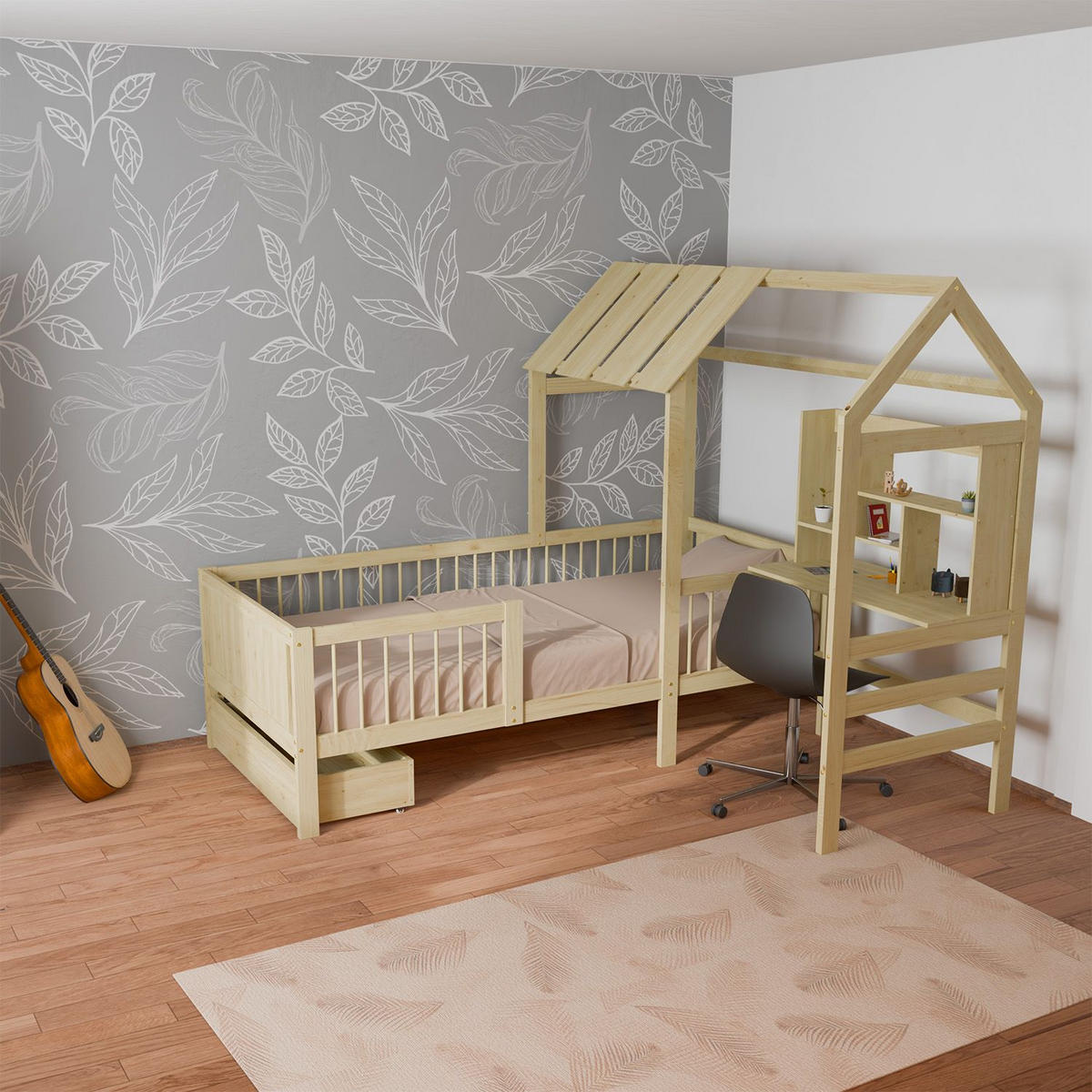 KINDERBETT Yari 90x200 cm Natur - Naturfarben, Holz (90/200cm) - Juskys