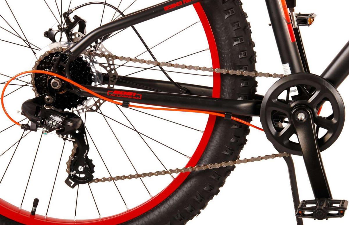 KINDERFAHRRAD Gradient - Jungen - 26 Zoll - 7-Gang - Scheibenbremse - Schwarz - Schwarz/Orange, Metall (77cm) - TPFSports