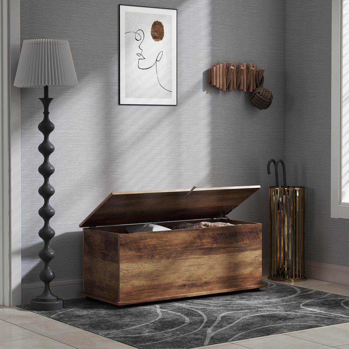 KISSENBOX DE-12479 mit klappdeckel 100/40/40 cm Braun - Braun, Holzwerkstoff (40/40/100cm) - ComfortXL