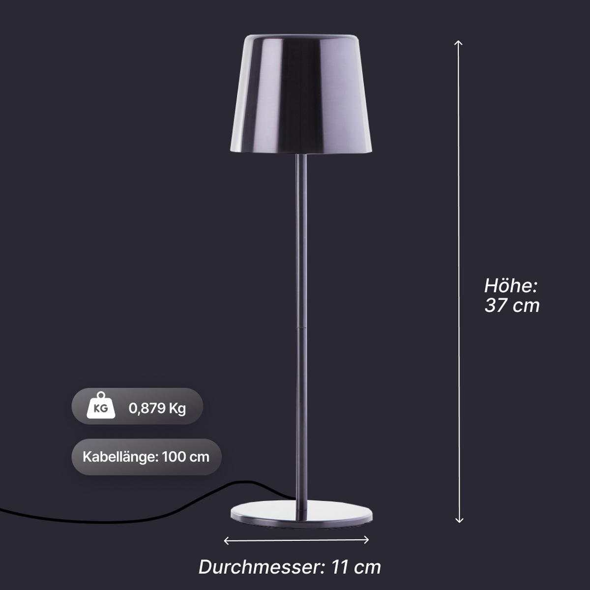 AUSSENTISCHLEUCHTE Xaana G40939/76 - Schwarz, Metall (11/11/37cm) - Brilliant