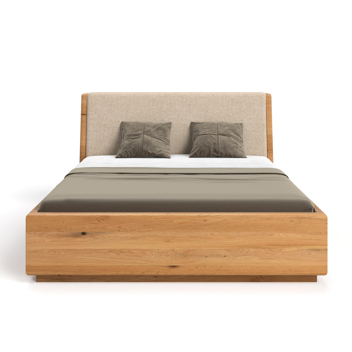 MASSIVHOLZBETT Aura Tilt aus Eiche mit Bettkasten 180x220 cm, Storm 06 (Beige) - Eichefarben/Braun, Holz (180/220cm) - Danzz