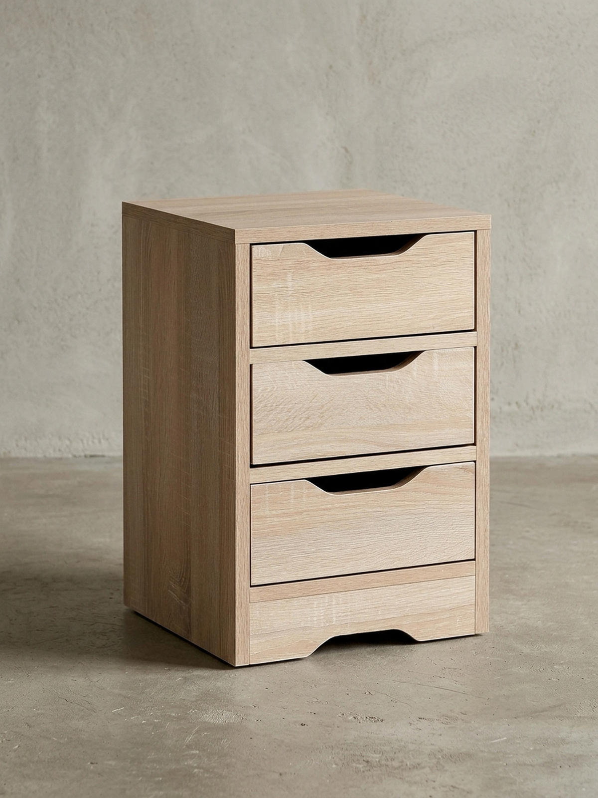 NACHTTISCH 3 Schubladen Modern Kratzfest Wasserabweisend, Beige 31x31x49 cm - Beige/Braun, Holz (31/49/31cm) - KADIMA DESIGN