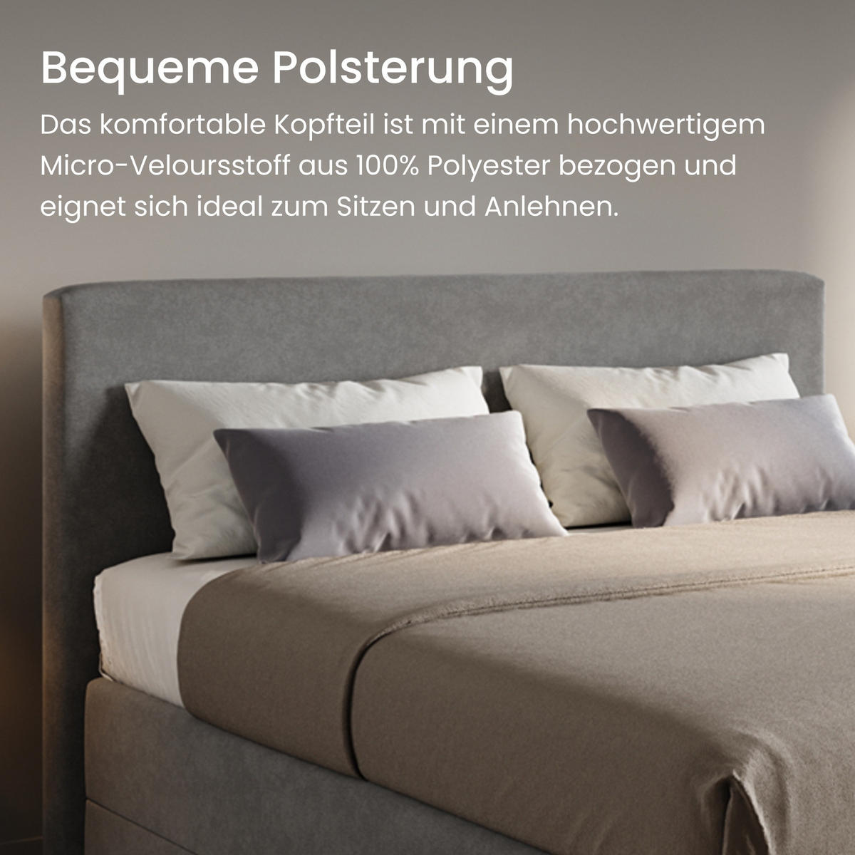 BOXSPRINGBETT mit Bonnell Matratze, mit Kopfteil, 90 x 200 cm, in Grau - Grau, Naturmaterialen (90/200cm) - Home Collective