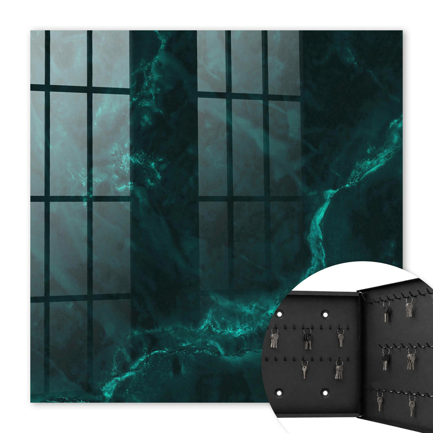 SCHLÜSSELBOX Schwarz 30x30 cm- Türöffnung nach rechts - Grüntiefe - Grün, Metall (30/30/5cm) - TULUP