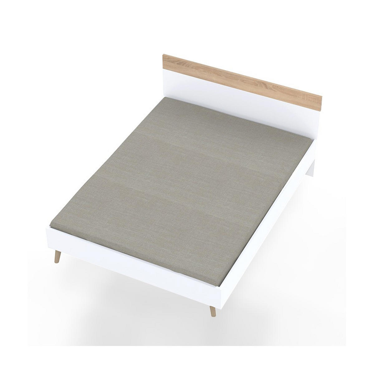 BETT CAMPER/ 160x200 cm - Weiß & gebleichte Eiche - Weiß, Holzwerkstoff (160/200cm) - Weber Industries