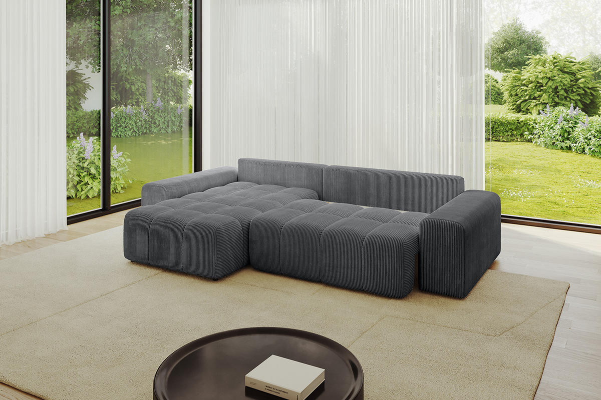 ECKSOFA Ottomane links/rechts ENIL-L 290x175x84 Dunkelgrau Cord - Dunkelgrau, Holzwerkstoff/Kunststoff (290/175cm) - ALTDECOR