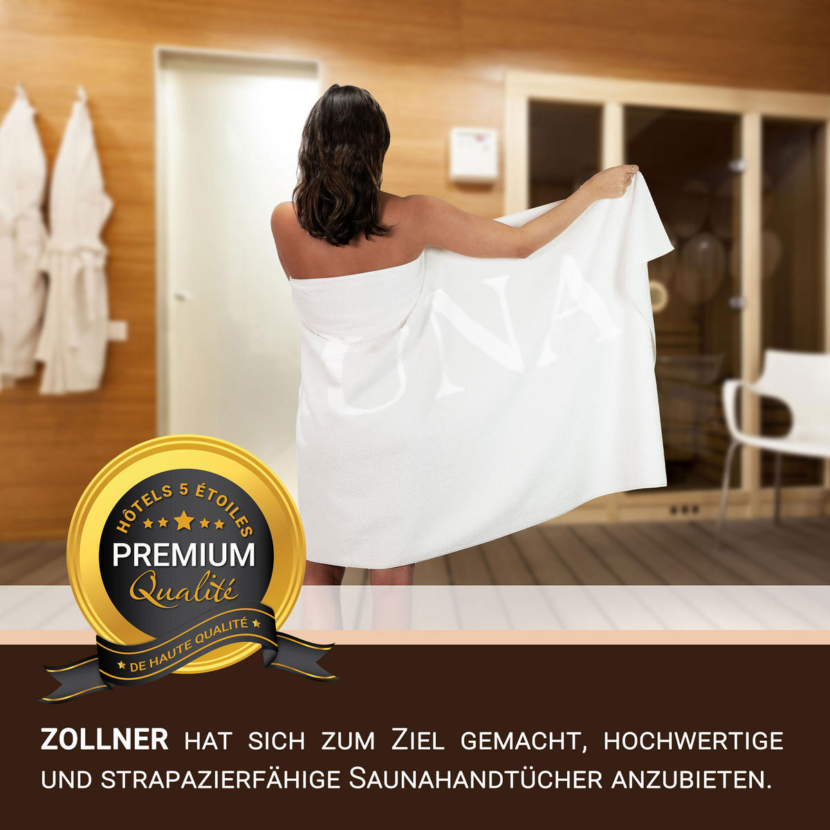 SAUNATUCH, 80x200 cm, 100% Baumwolle, Weiß - Weiß, Textil (80/200cm) - Zollner