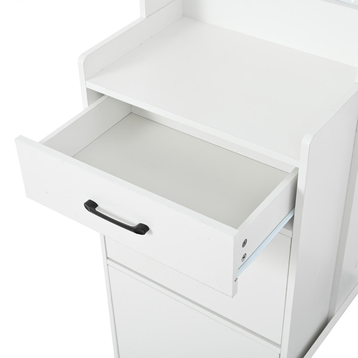 GARDEROBE Schuhbank 7 Haken 2 Schubladen Bücherregal Weiß - Weiß, Holzwerkstoff (110/175.5/35cm) - FLIEKS
