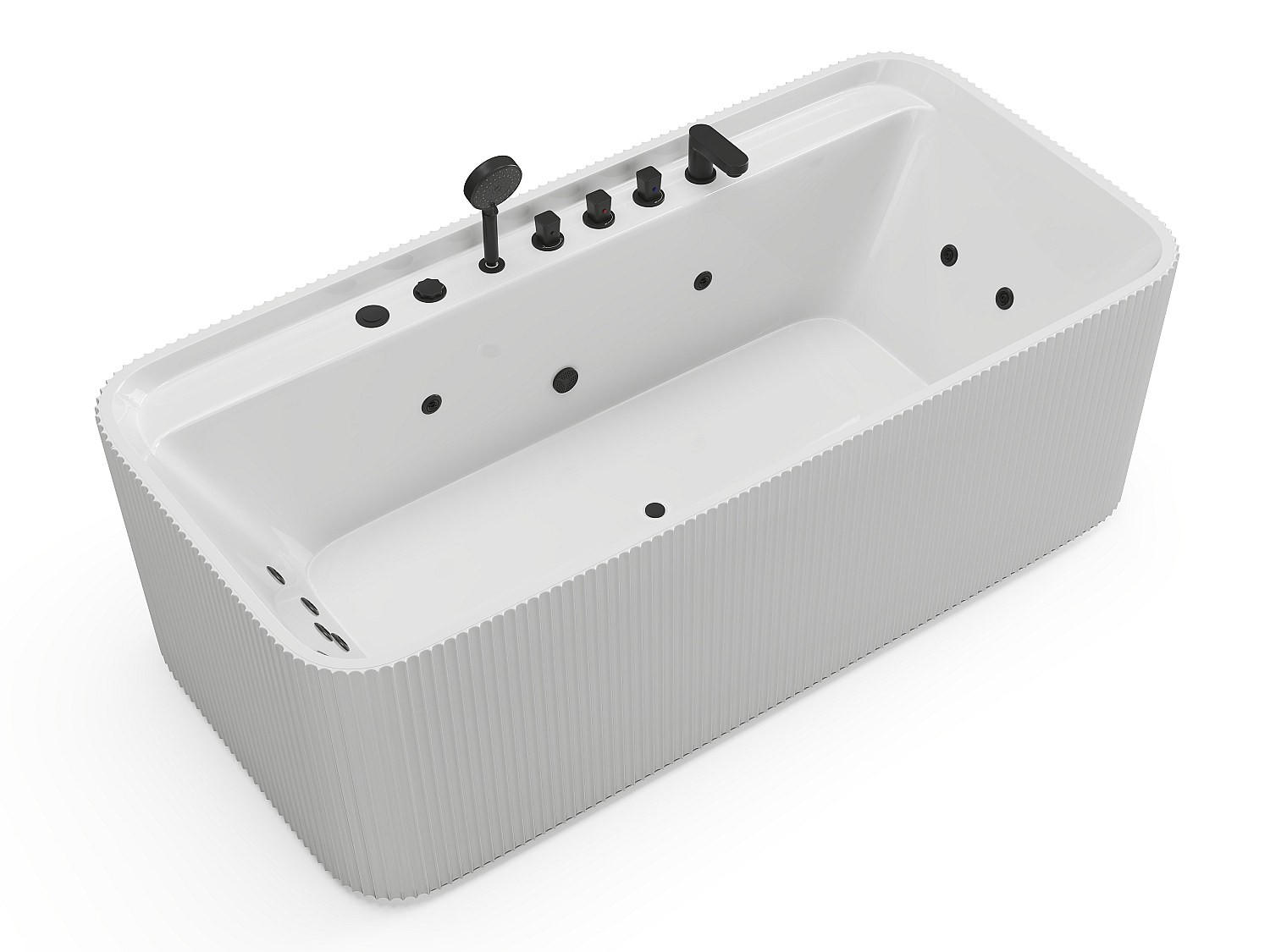 WHIRLPOOLBADEWANNE - 1 Person - acryl - weiß Sizora - Weiß, Kunststoff (170/58/80cm) - Vente-Unique