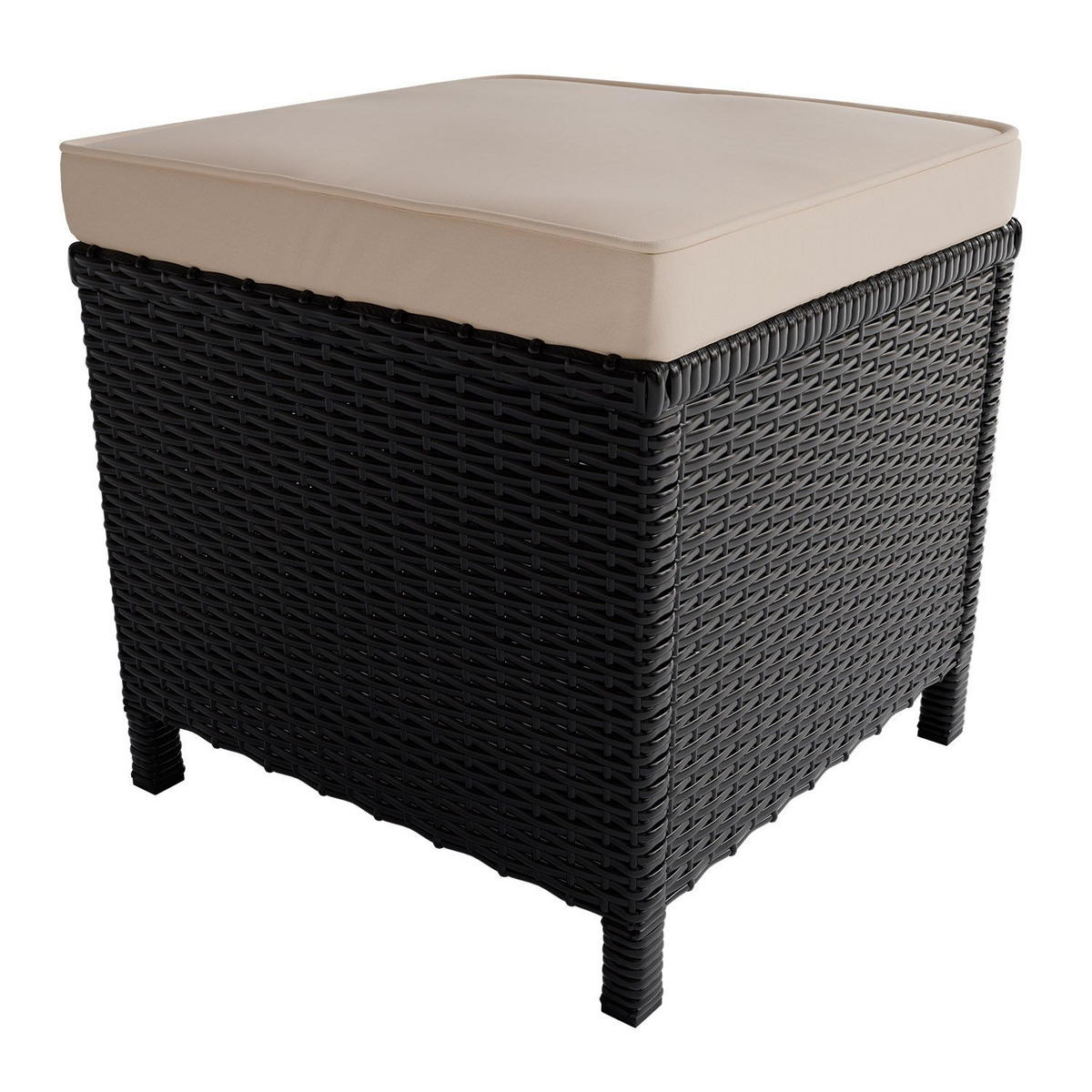 LOUNGEGARNITUR Manacor schwarz, creme inkl. Abdeckung - Creme, Kunststoff/Metall - Juskys