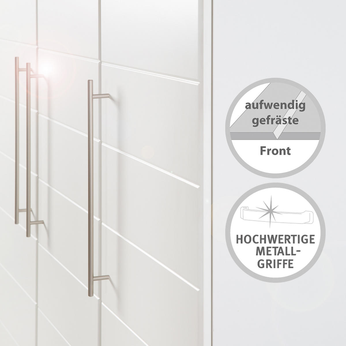 KLEIDERSCHRANK Nele - Weiß, Holzwerkstoff/Metall (136/195/51.5cm) - Roba