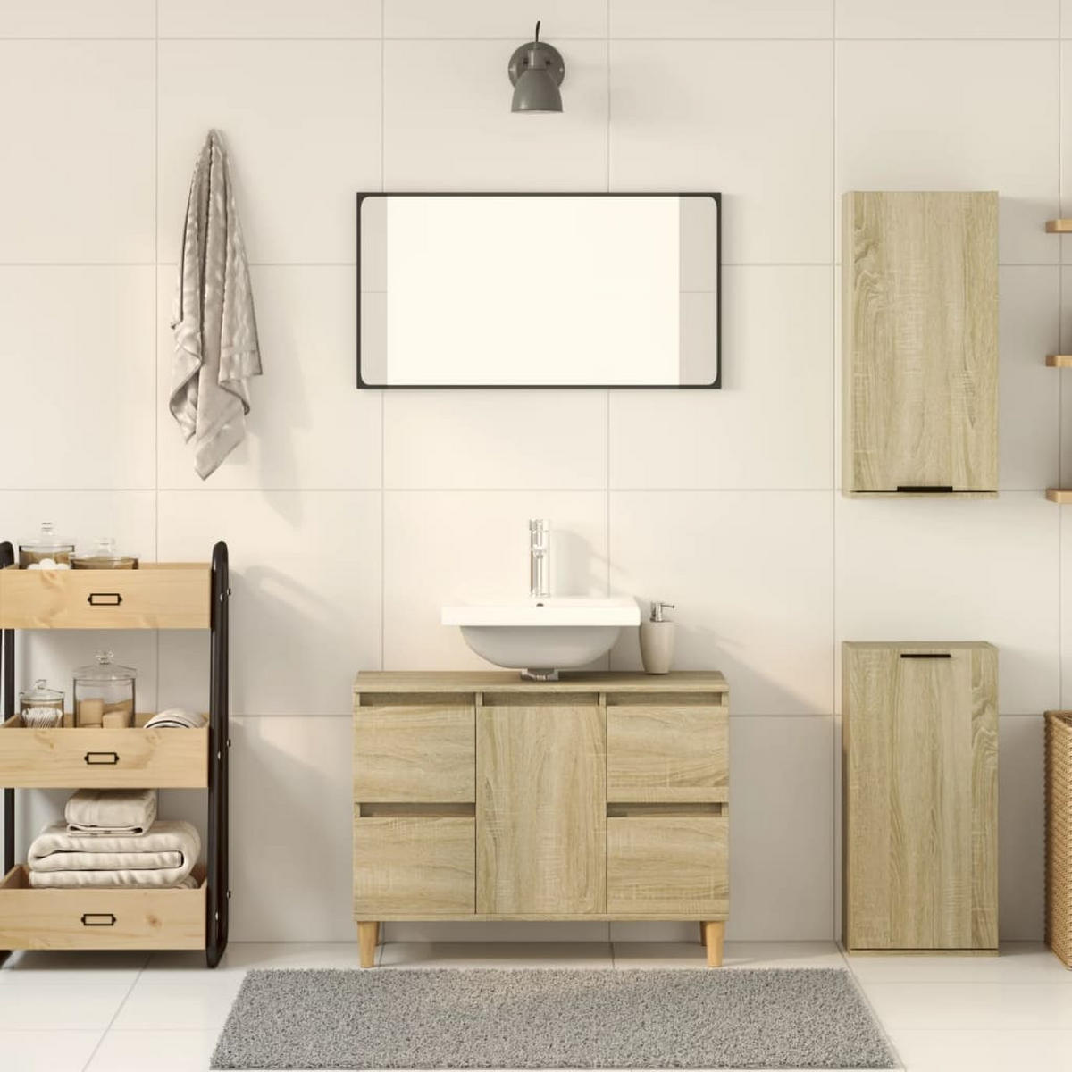 WAND-BADSCHRANK Sonoma-Eiche 32/20/67 Cm - Braun, Holzwerkstoff (20/67/32cm) - vidaXL