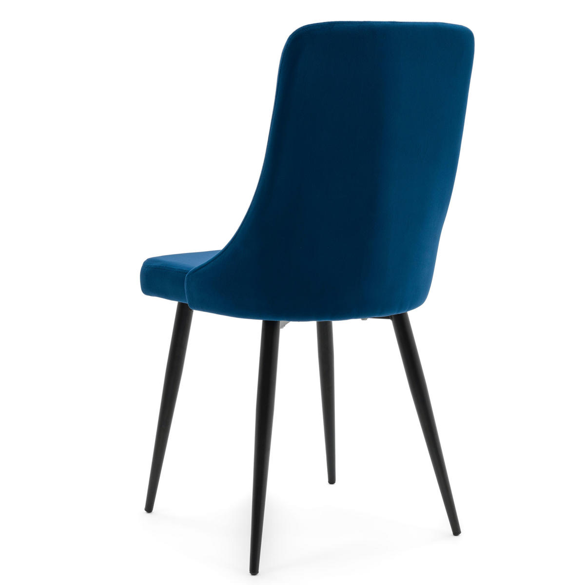 STUHL CAREN gepolstert mit Steppung - dunkel blau - Samt Velours - Schwarz/Dunkelblau, Metall (50/94/65cm) - NEW HOME