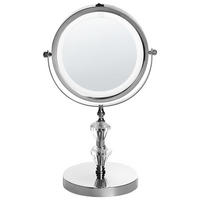 KOSMETICKÉ ZRCADLO stříbrné s LED osvětlením 20 cm Laon - stříbrná, kov (20/31/14cm) - Beliani