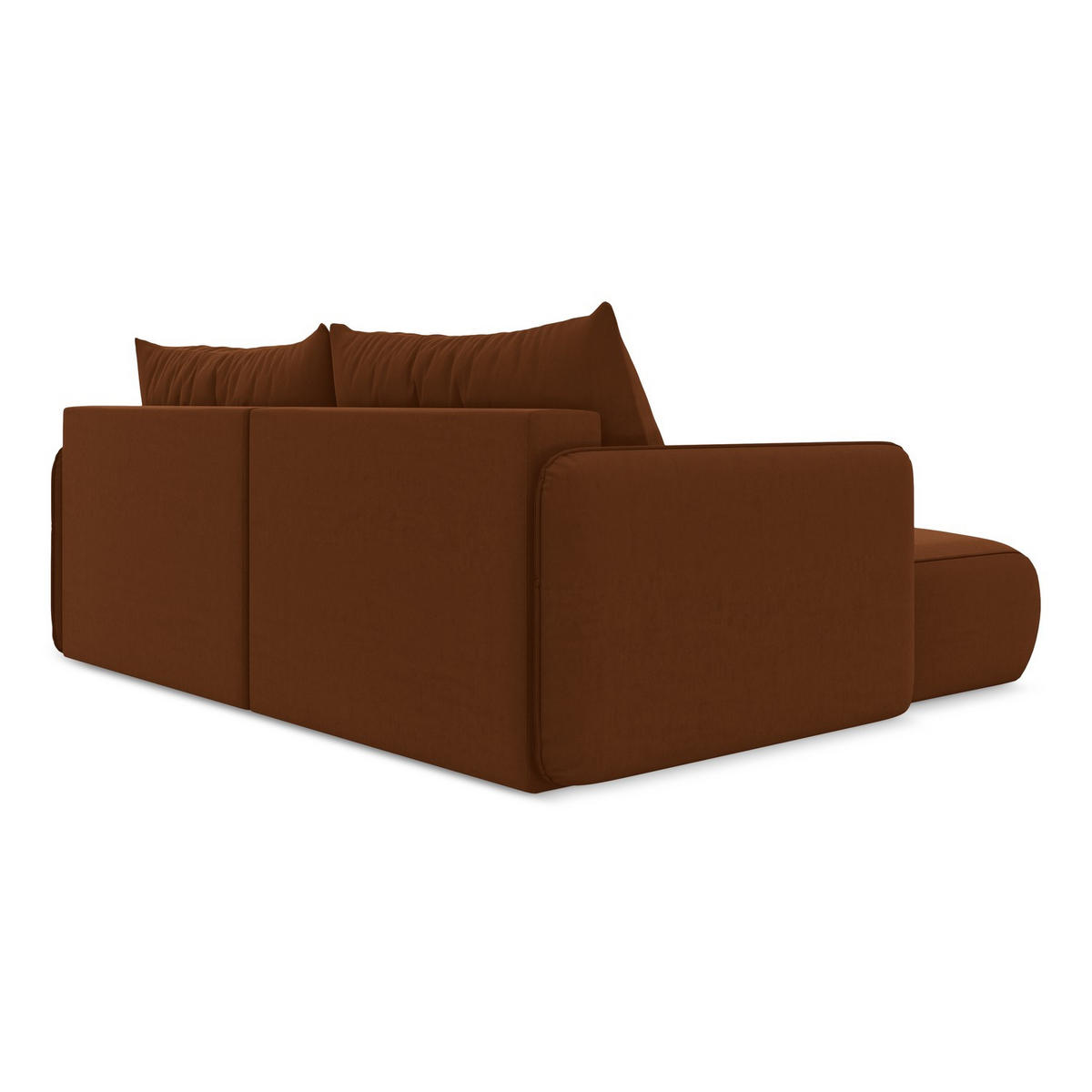 ECKSOFA mit Schlaffunktion Samt Stoff Orange - Terracotta/Schwarz, Kunststoff/Textil (148/207cm) - LaMiaSofa