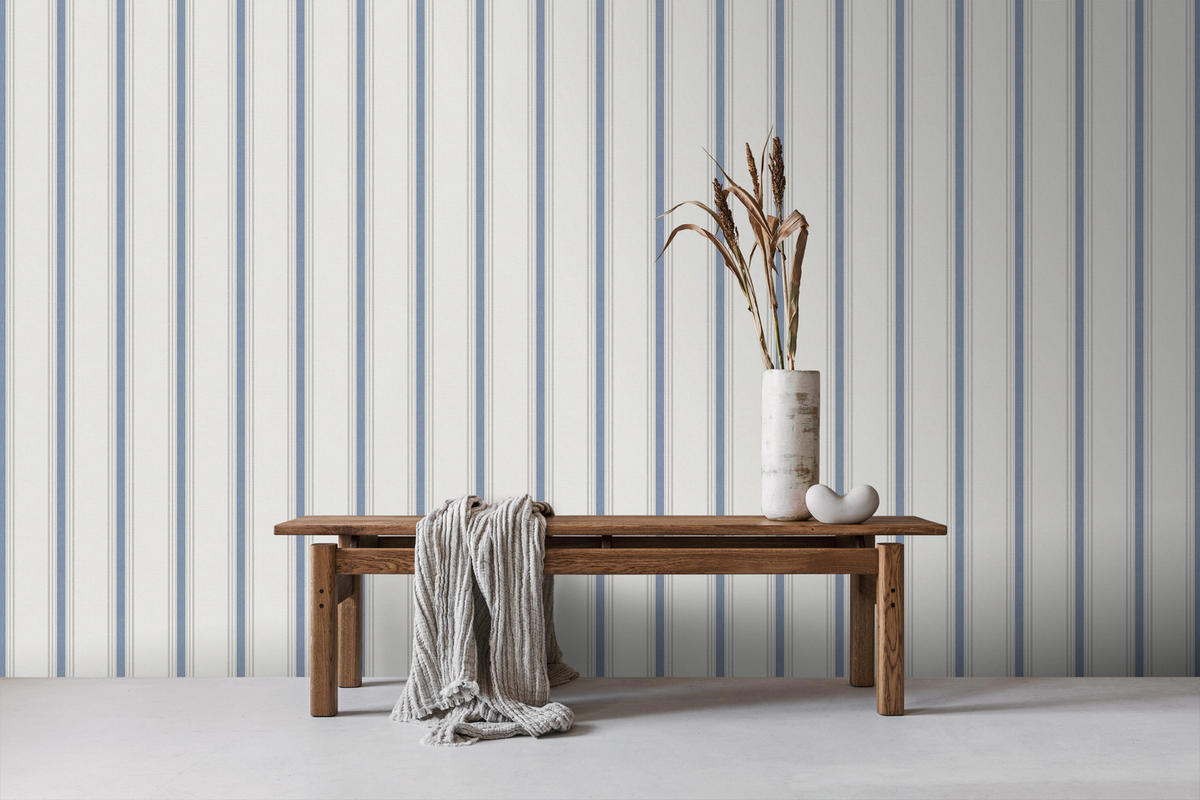 TAPETE Streifen 53 cm x 10 m - Blau, Papier (53/1000cm) - Sanders & Sanders
