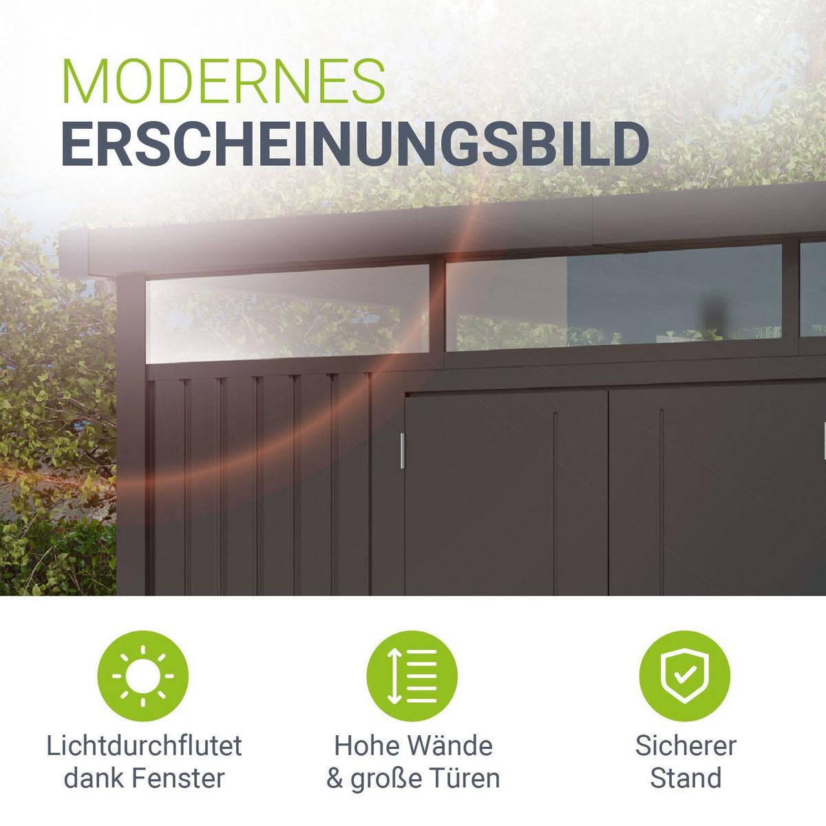 GERÄTEHAUS Luzern Anthrazit - Anthrazit, Metall (294/200/254cm) - Juskys