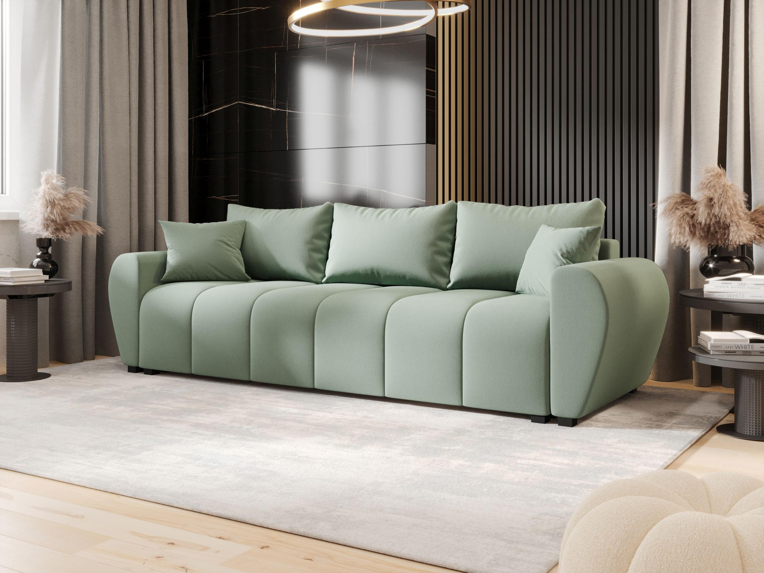 SOFA MOLISA mit Schlafffunktion COSMIC 16 mit Stauraum - Hellgrün, Textil (86/82/246cm) - Bedante