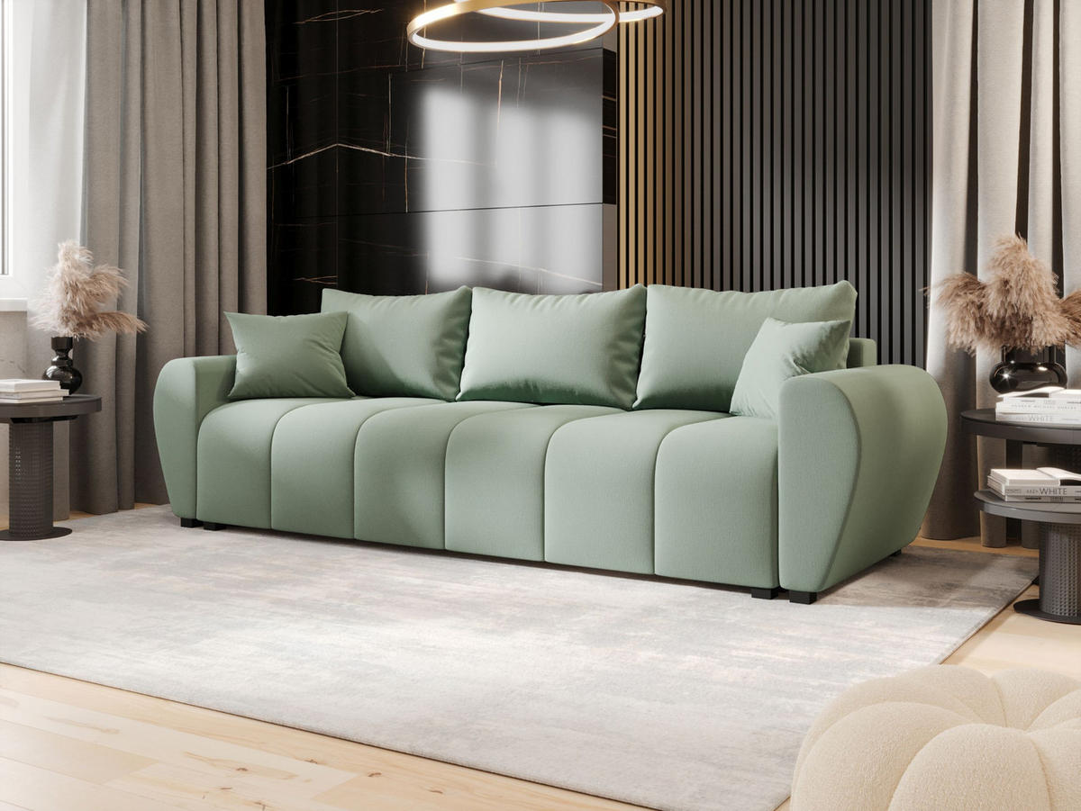 SOFA MOLISA mit Schlafffunktion COSMIC 16 mit Stauraum - Hellgrün, Textil (86/82/246cm) - Bedante
