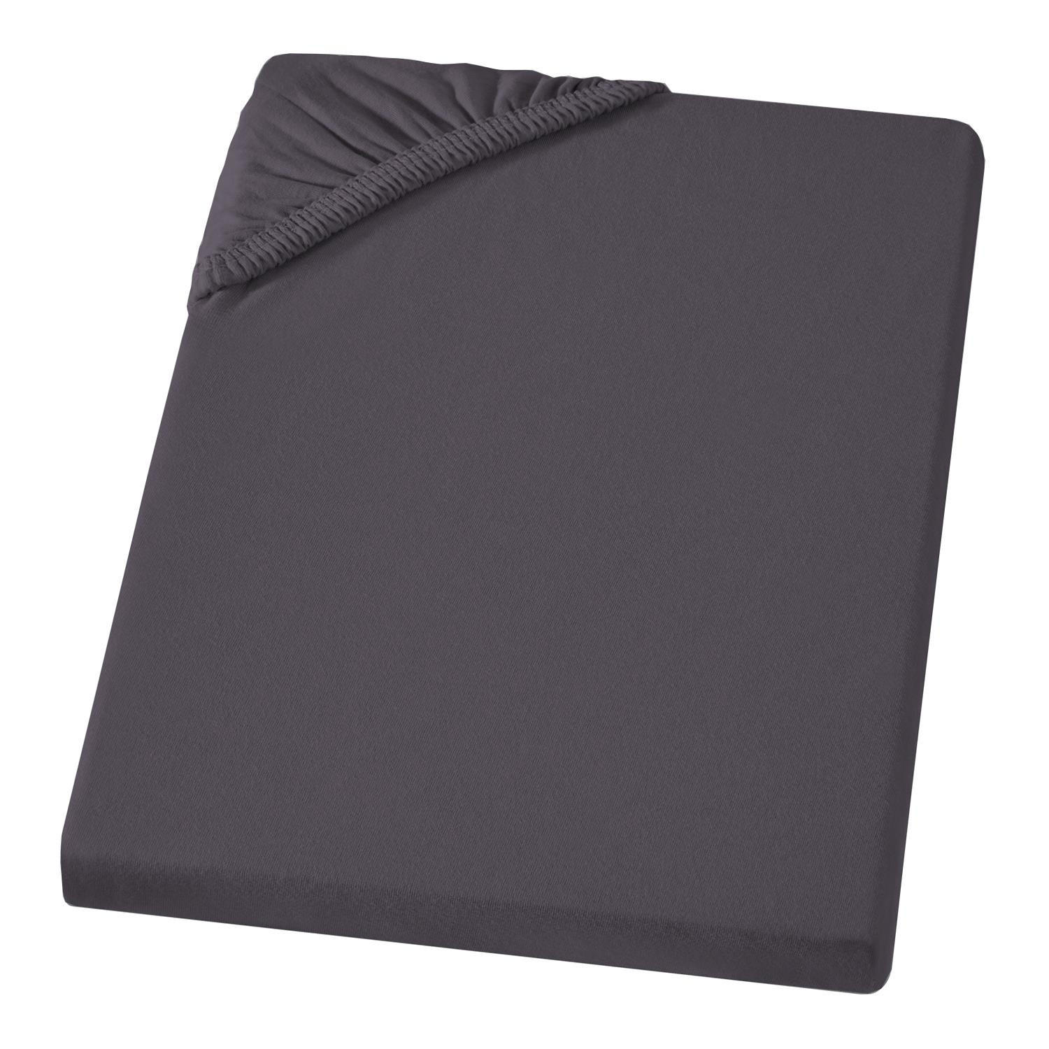 JERSEY-SPANNBETTTUCH 180x200 - 200x200 Große Bettlaken aus 100% Baumwolle, Spannbettlaken Laken Uni Grau Graphit - Graphitfarben, Textil (200/200cm) - Carpe Sonno