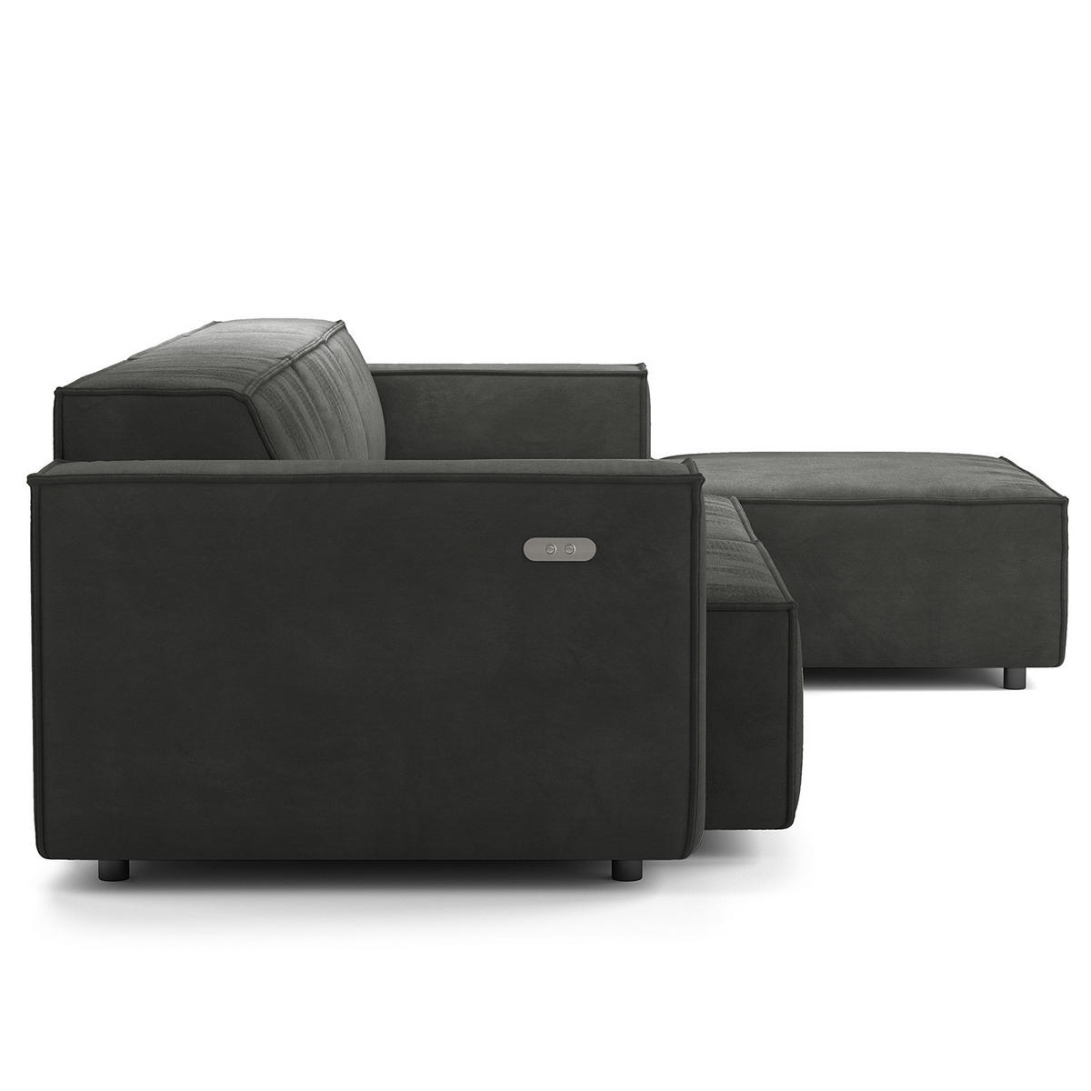 ECKSOFA mit Longchair - Schwarz/Grau, Kunststoff/Textil (294/177cm) - home24