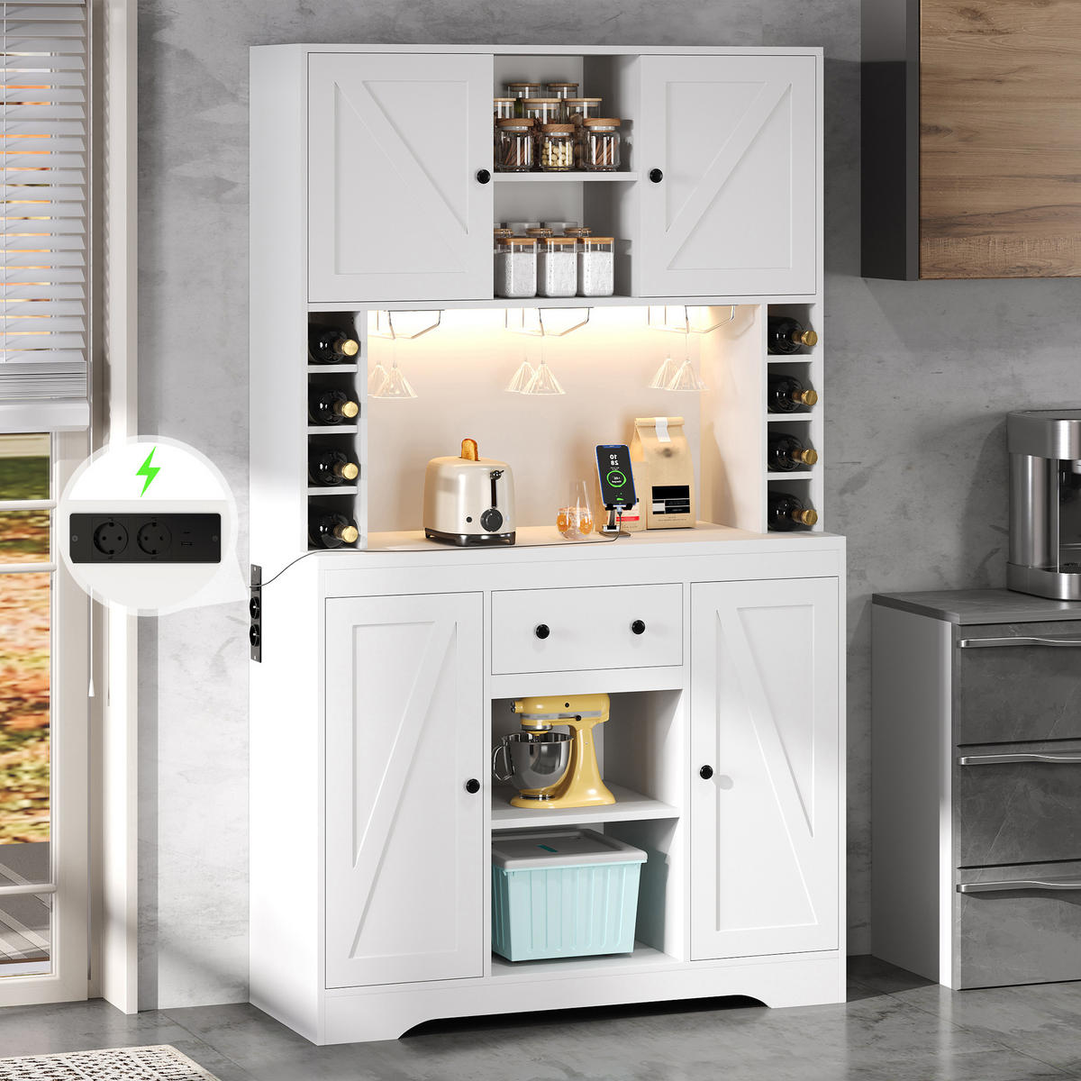 BUFFETSCHRANK Weiß 105/40/180 cm - Weiß, Holz (105/180/40cm) - PANGIVO