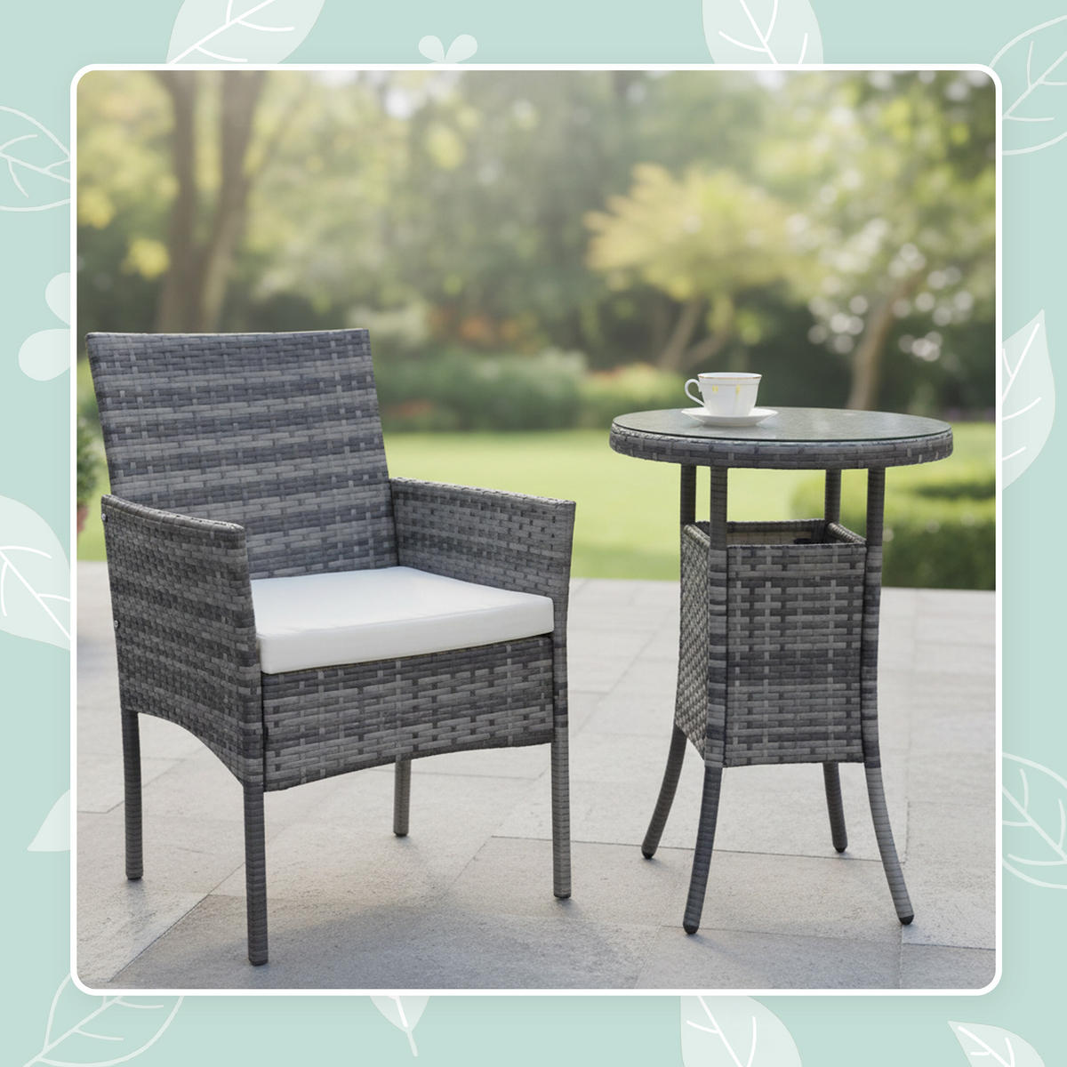 3-TLG.GARTENMÖBEL-SET - Schwarz, Glas/Kunststoff - Relaxdays