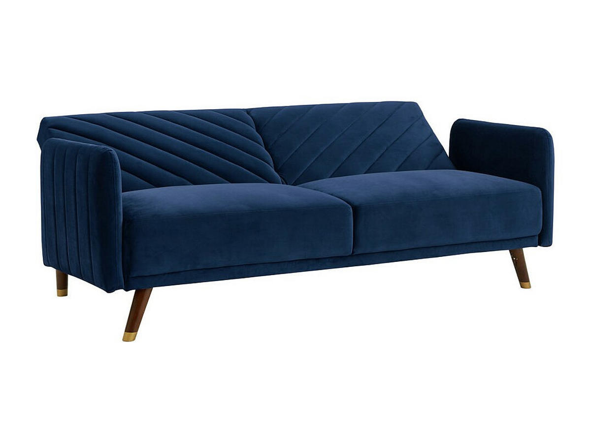 SCHLAFSOFA Klappsofa 3-Sitzer - Samt - Blau - JORIS - Blau, Textil (198/87/95cm) - Vente-Unique