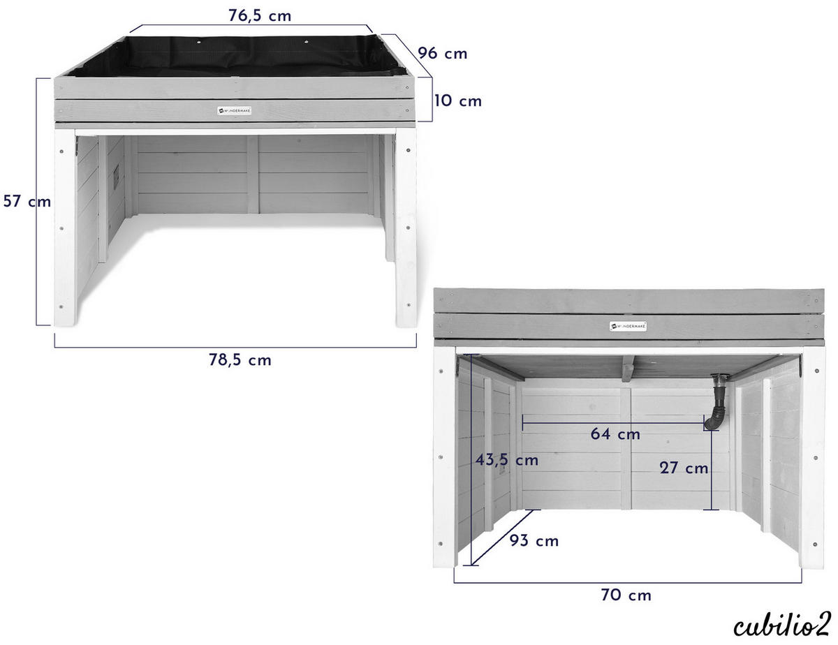 MÄHROBOTERGARAGE cubilio2 - Braun, Holz (78.5/80/96cm) - WONDERMAKE