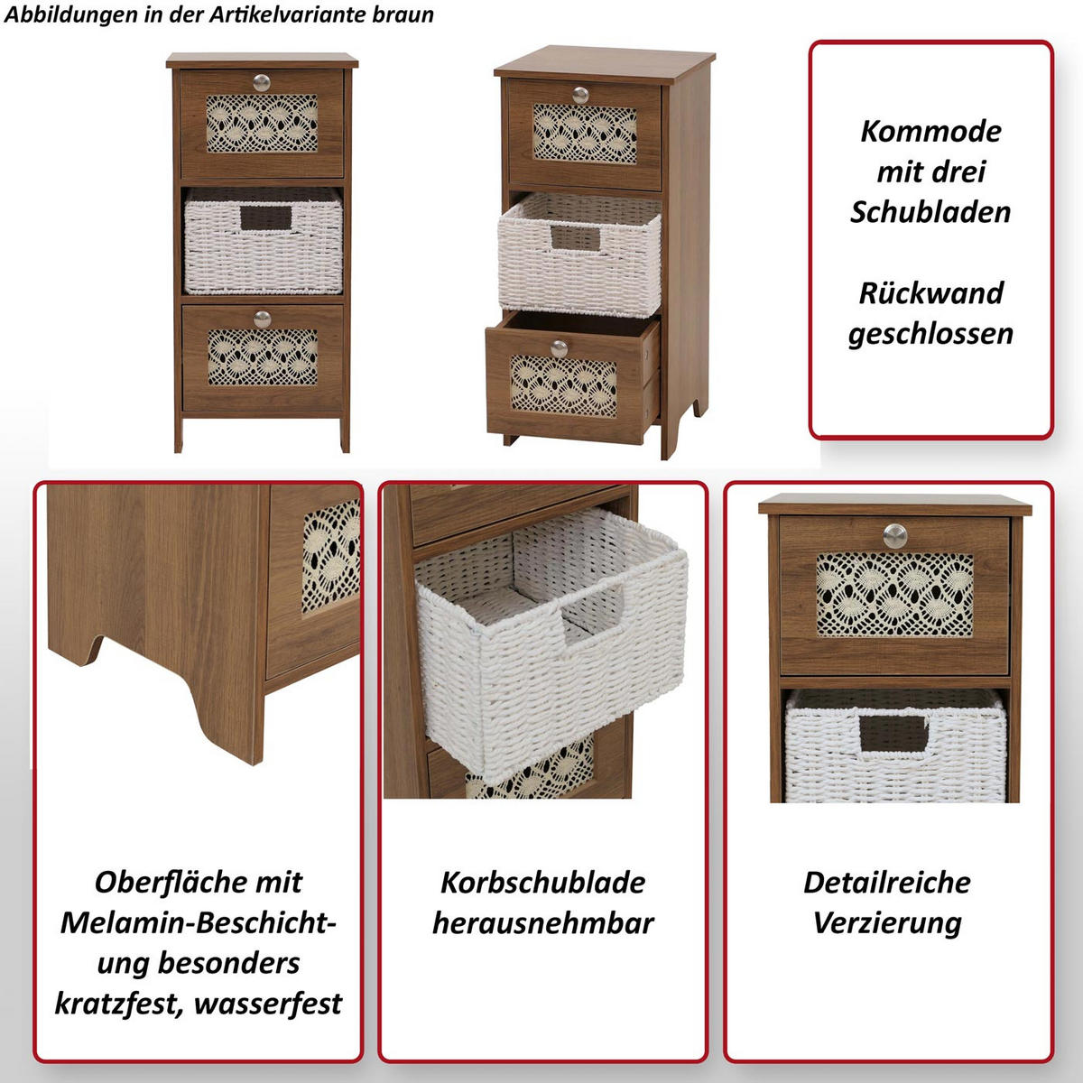 KOMODA Hnědá - hnědá, dřevo (30/63/30cm) - MCW