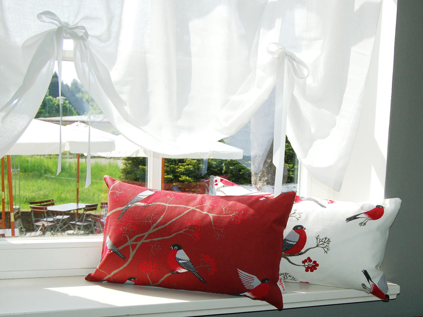 KISSENHÜLLE Beeren Vögel Baumwolle marsala 50/30 cm - Rot, Textil (30/50cm) - beties Heimtextil