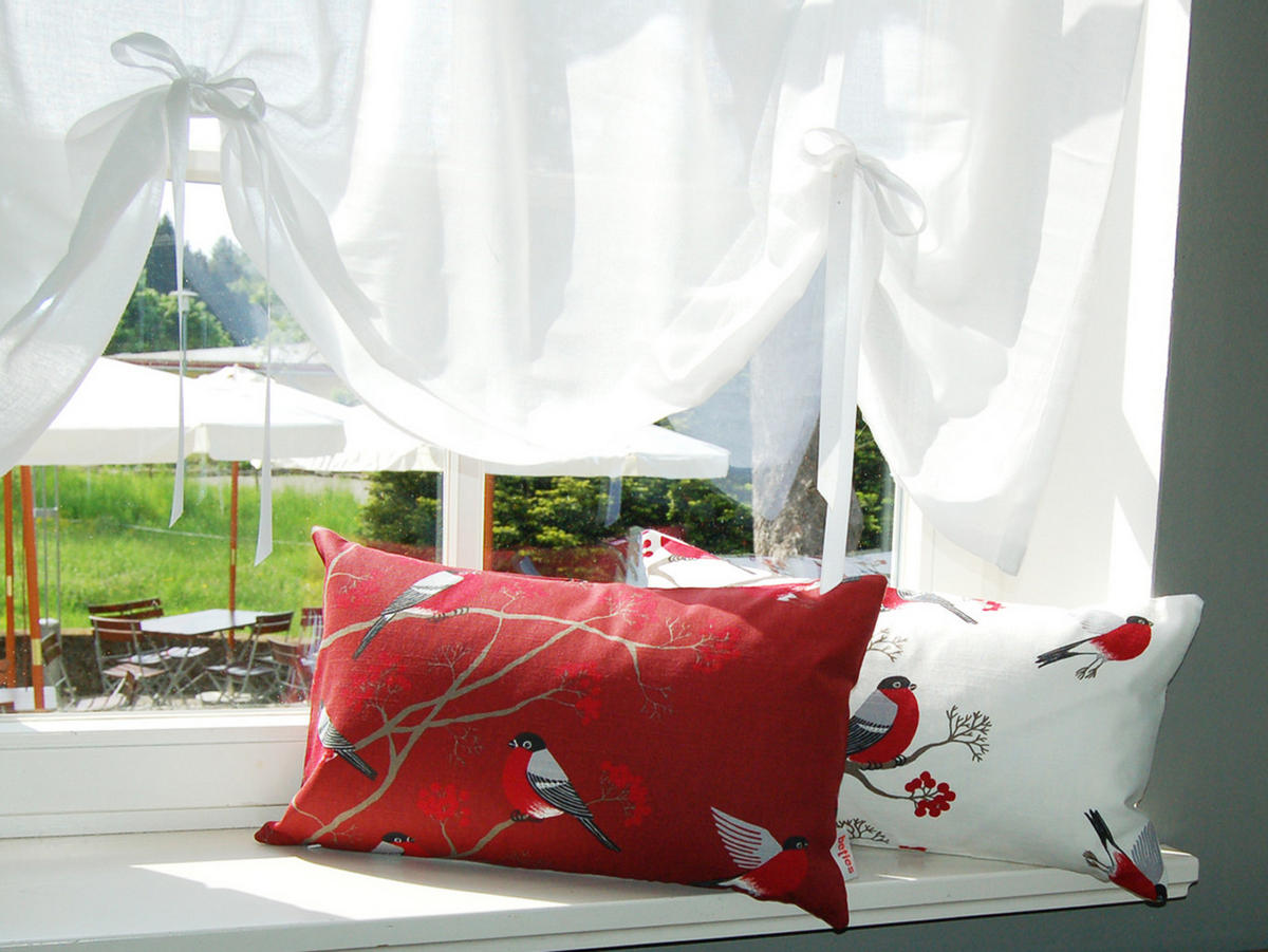 KISSENHÜLLE Beeren Vögel Baumwolle marsala 50/30 cm - Rot, Textil (30/50cm) - beties Heimtextil