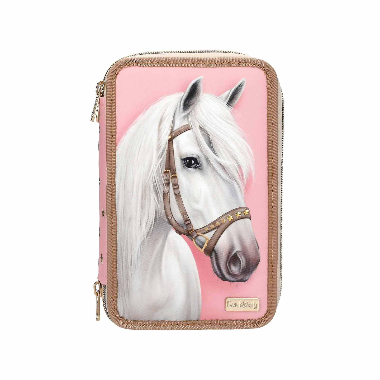 3-FACH FEDERTASCHE CLASSIC INKL. STIFTE Miss Melody rosa 7,5 x 13 x 20 cm - Rosa, Kunststoff (13/20/7.5cm) - Depesche Germany