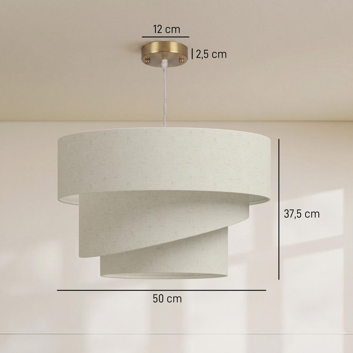 PENDELLEUCHTE Leinen Beige - Beige, Textil (50/50/37.5cm) - HOMCOM