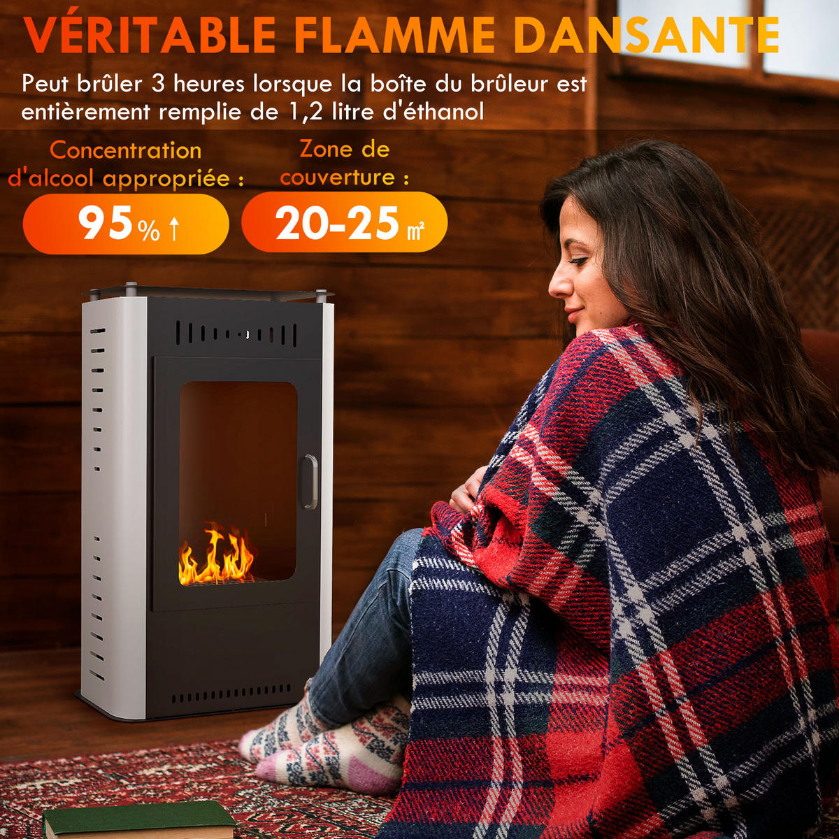 ETHANOLKAMIN DE-17032 1,2 L Brenner Schwarz - Schwarz, Metall (50/82/27cm) - ComfortXL